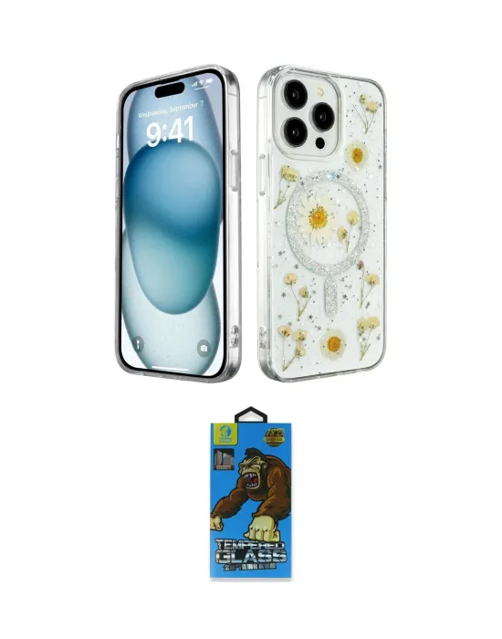 ieg™ iPhone 14 Pro Max Kılıf Kozmos Doku - Siyah 18D Cam Ekran Koruyucu