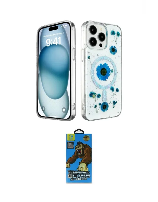 ieg™ iPhone 14 Pro Max Kılıf Kozmos Doku - Siyah 18D Cam Ekran Koruyucu