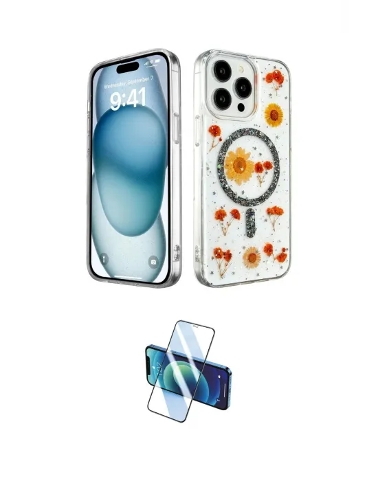 ieg™ iPhone 14 Pro Max Kılıf Kozmos Doku - Siyah 3D Antistatik Cam Ekran Koruyucu