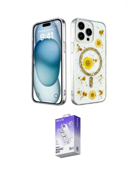 ieg™ iPhone 14 Pro Max Kılıf Kozmos Doku - Siyah Bilvis 5in1 3D Magic Cam Ekran Koruyucu
