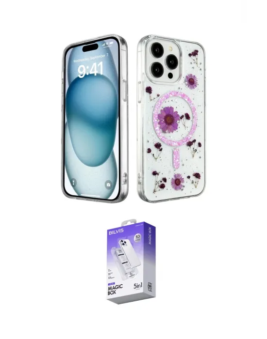 ieg™ iPhone 14 Pro Max Kılıf Kozmos Doku - Siyah Bilvis 5in1 3D Magic Cam Ekran Koruyucu