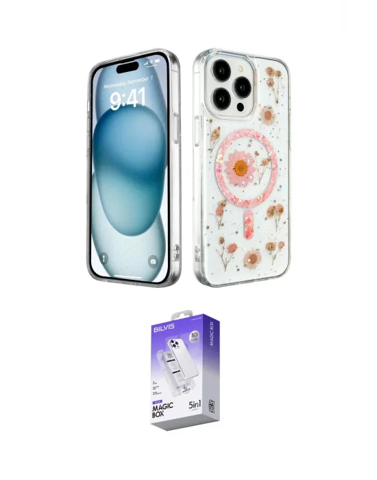 ieg™ iPhone 14 Pro Max Kılıf Kozmos Doku - Siyah Bilvis 5in1 3D Magic Cam Ekran Koruyucu
