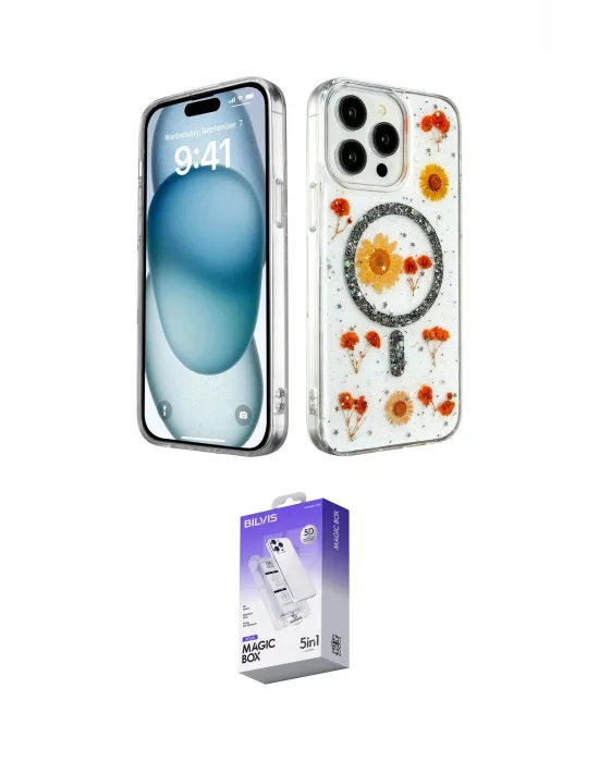 ieg™ iPhone 14 Pro Max Kılıf Kozmos Doku - Siyah Bilvis 5in1 3D Magic Cam Ekran Koruyucu