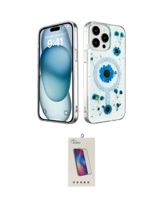 ieg™ iPhone 14 Pro Max Kılıf Kozmos Doku - Siyah Joko 5D Cam