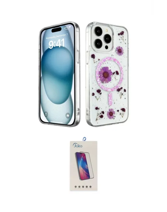 ieg™ iPhone 14 Pro Max Kılıf Kozmos Doku - Siyah Joko 5D Cam