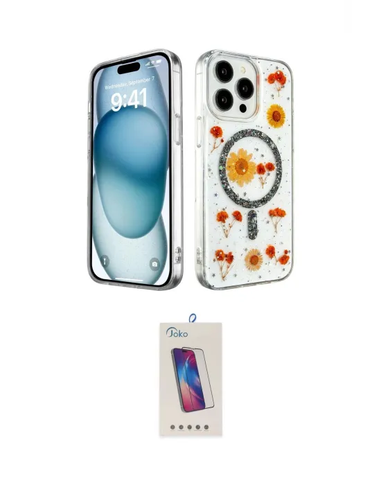 ieg™ iPhone 14 Pro Max Kılıf Kozmos Doku - Siyah Joko 5D Cam