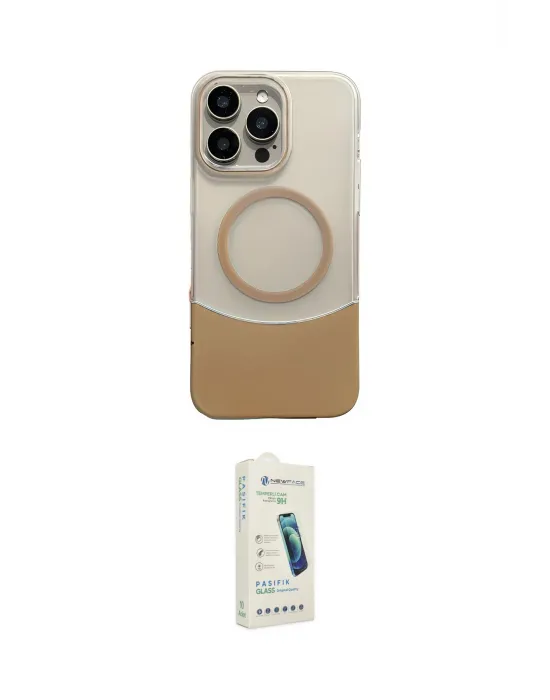 ieg™ iPhone 14 Pro Max Kılıf Kozmos Form Özel Seri - Şeffaf Pasifik Cam Ekran Koruyucu