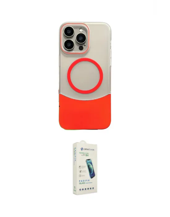 ieg™ iPhone 14 Pro Max Kılıf Kozmos Form Özel Seri - Şeffaf Pasifik Cam Ekran Koruyucu