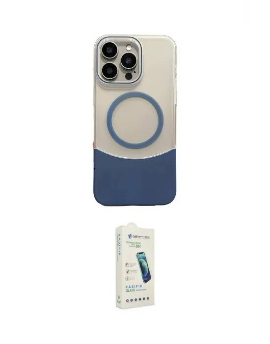 ieg™ iPhone 14 Pro Max Kılıf Kozmos Form Özel Seri - Şeffaf Pasifik Cam Ekran Koruyucu
