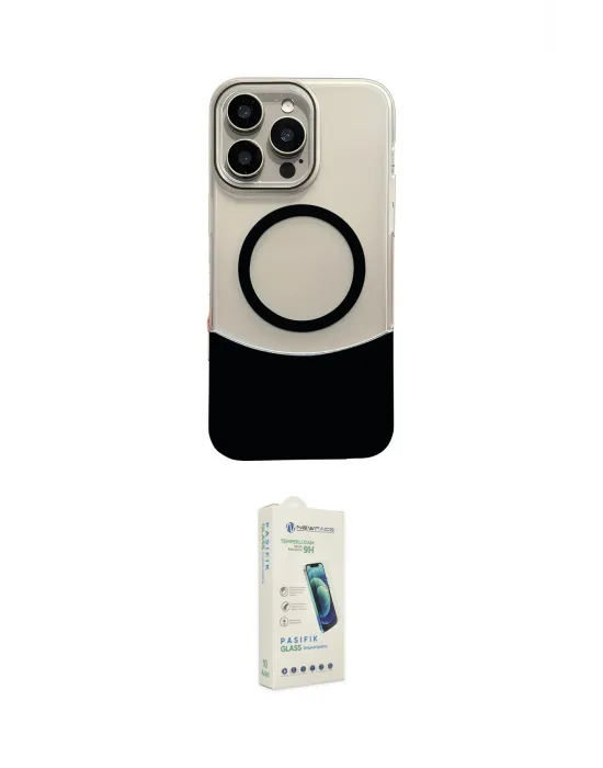 ieg™ iPhone 14 Pro Max Kılıf Kozmos Form Özel Seri - Şeffaf Pasifik Cam Ekran Koruyucu