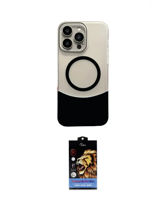 ieg™ iPhone 14 Pro Max Kılıf Kozmos Form Özel Seri - Siyah Buffer Hayalet Cam Ekran Koruyucu