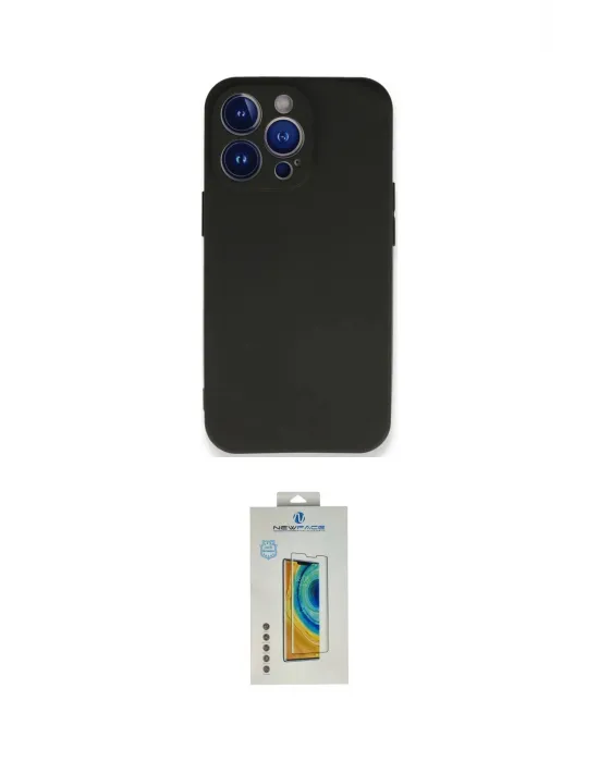 ieg™ iPhone 14 Pro Max Kılıf Kozmos Yansıma Özel Seri - Siyah Polymer Nano Ekran Koruyucu