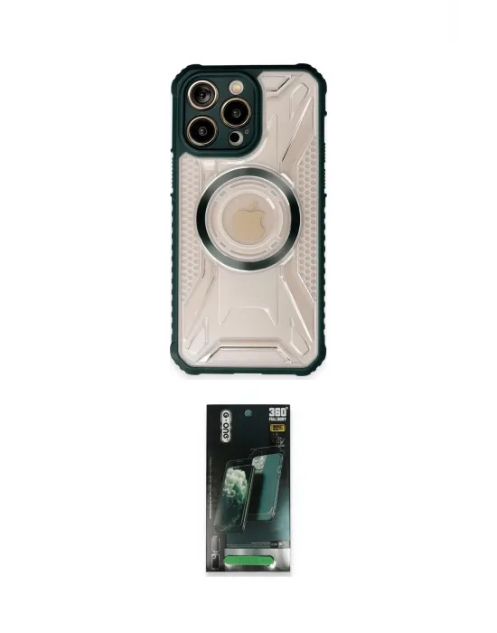 ieg™ iPhone 14 Pro Max Kılıf Kutup Modern - Şeffaf 360 Full Body Arka Koruyucu