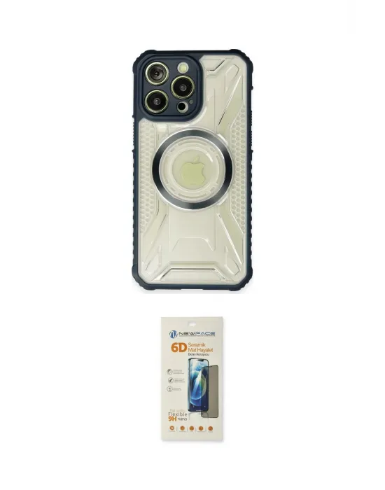 ieg™ iPhone 14 Pro Max Kılıf Kutup Modern - Siyah 6D Mat Seramik Hayalet Nano Ekran Koruyucu