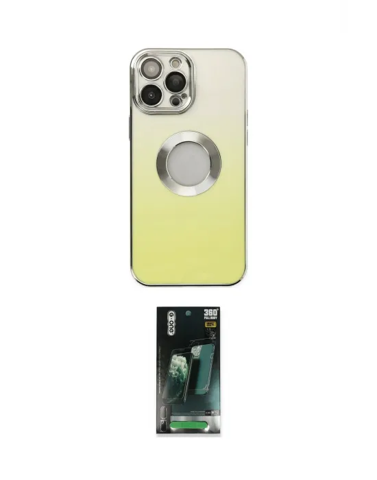 ieg™ iPhone 14 Pro Max Kılıf Kutup Yansıma Özel Seri - Siyah 360 Mat Full Body Arka Koruyucu