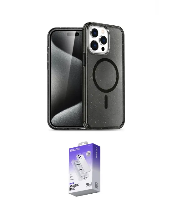 ieg™ iPhone 14 Pro Max Kılıf Nova Asil Prime - Siyah Bilvis 5in1 3D Magic Cam Ekran Koruyucu