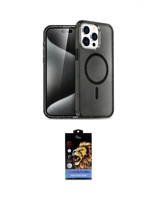 ieg™ iPhone 14 Pro Max Kılıf Nova Asil Prime - Siyah Buffer Hayalet Cam Ekran Koruyucu