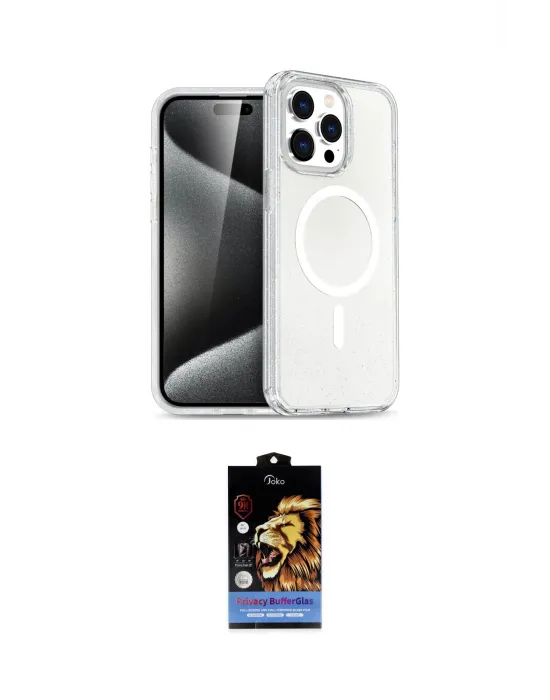 ieg™ iPhone 14 Pro Max Kılıf Nova Asil Prime - Siyah Buffer Hayalet Cam Ekran Koruyucu