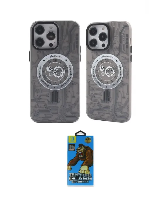 ieg™ iPhone 14 Pro Max Kılıf Nova Doku Koleksiyonu - Siyah 18D Cam Ekran Koruyucu