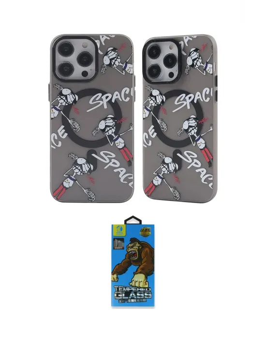 ieg™ iPhone 14 Pro Max Kılıf Nova Doku Koleksiyonu - Siyah 18D Cam Ekran Koruyucu