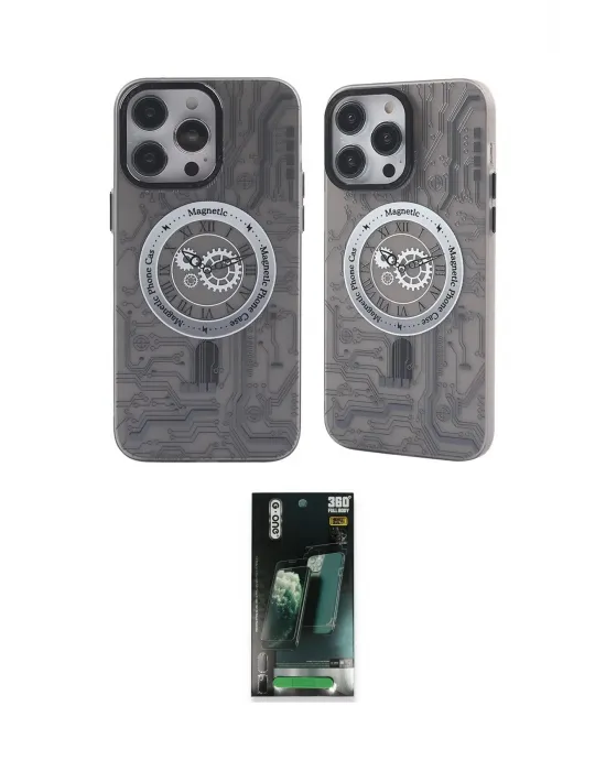 ieg™ iPhone 14 Pro Max Kılıf Nova Doku Koleksiyonu - Siyah 360 Mat Full Body Arka Koruyucu