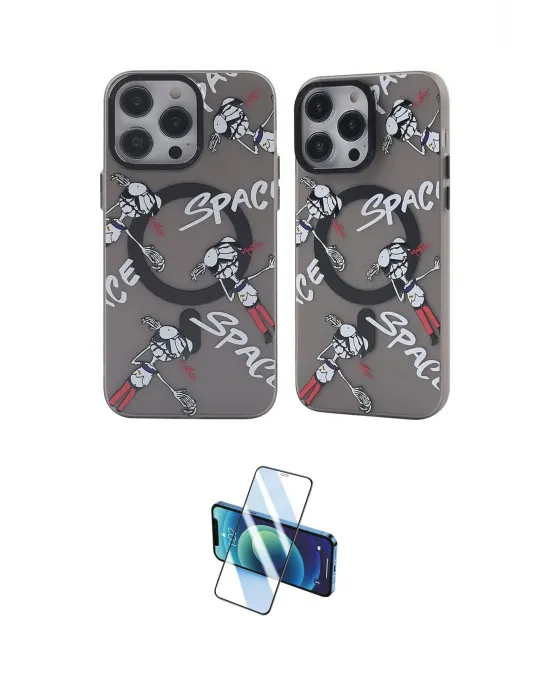 ieg™ iPhone 14 Pro Max Kılıf Nova Doku Koleksiyonu - Siyah 3D Antistatik Cam Ekran Koruyucu