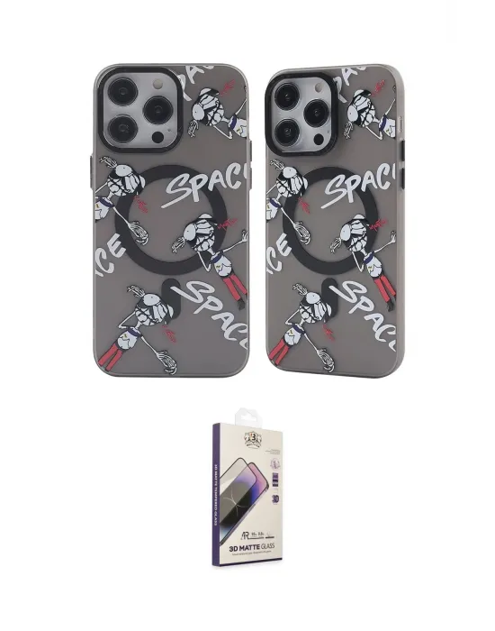 ieg™ iPhone 14 Pro Max Kılıf Nova Doku Koleksiyonu - Siyah Bilvis 3D Mat Cam Ekran Koruyucu