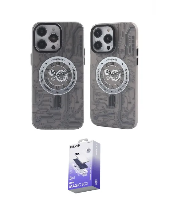 ieg™ iPhone 14 Pro Max Kılıf Nova Doku Koleksiyonu - Siyah Bilvis 5in1 5D Magic Hayalet Cam Ekran Koruyucu