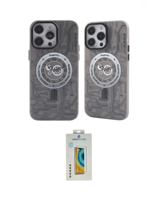 ieg™ iPhone 14 Pro Max Kılıf Nova Doku Koleksiyonu - Siyah Polymer Nano Ekran Koruyucu