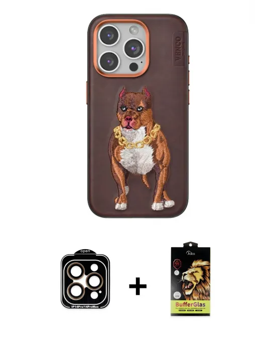 ieg™ iPhone 14 Pro Max Kılıf Nova Form Koleksiyonu - Siyah Buffer Cam Ekran Koruyucu + PVD Metal Kamera Lens - TU