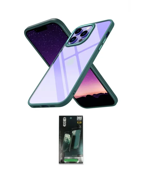 ieg™ iPhone 14 Pro Max Kılıf Nova Işık Serisi - Şeffaf 360 Full Body Arka Koruyucu