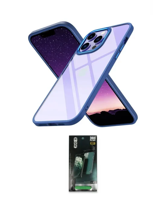 ieg™ iPhone 14 Pro Max Kılıf Nova Işık Serisi - Şeffaf 360 Full Body Arka Koruyucu