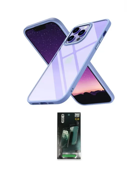 ieg™ iPhone 14 Pro Max Kılıf Nova Işık Serisi - Şeffaf 360 Full Body Arka Koruyucu