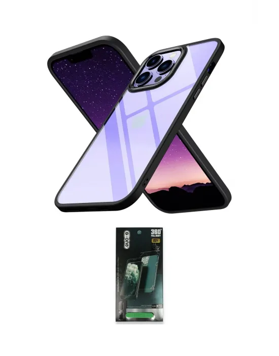 ieg™ iPhone 14 Pro Max Kılıf Nova Işık Serisi - Şeffaf 360 Full Body Arka Koruyucu