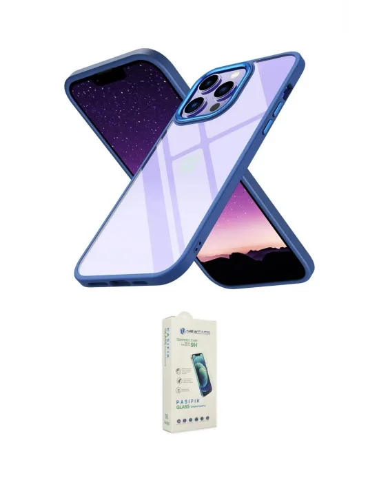 ieg™ iPhone 14 Pro Max Kılıf Nova Işık Serisi - Şeffaf Pasifik Cam Ekran Koruyucu