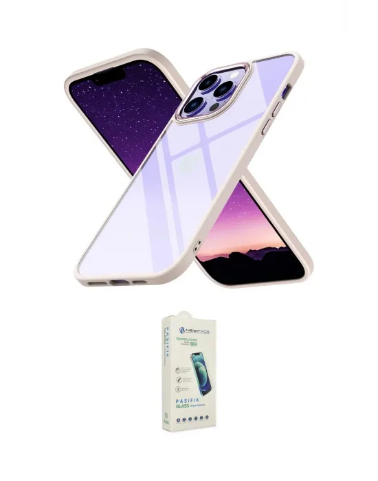 ieg™ iPhone 14 Pro Max Kılıf Nova Işık Serisi - Şeffaf Pasifik Cam Ekran Koruyucu