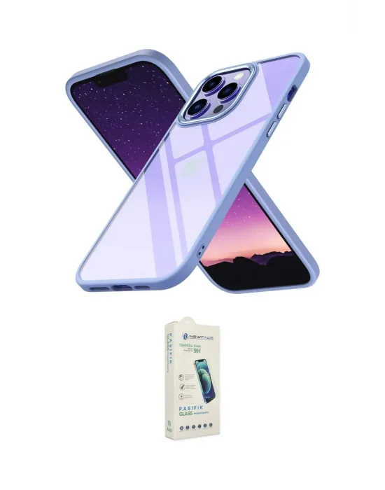 ieg™ iPhone 14 Pro Max Kılıf Nova Işık Serisi - Şeffaf Pasifik Cam Ekran Koruyucu