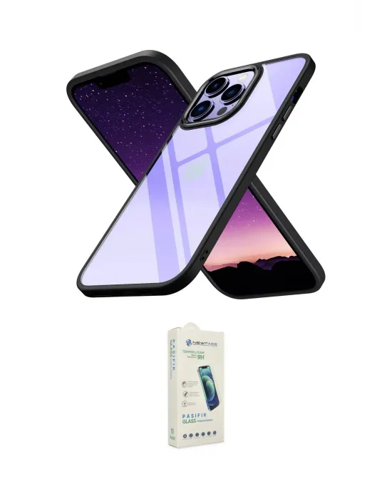 ieg™ iPhone 14 Pro Max Kılıf Nova Işık Serisi - Şeffaf Pasifik Cam Ekran Koruyucu