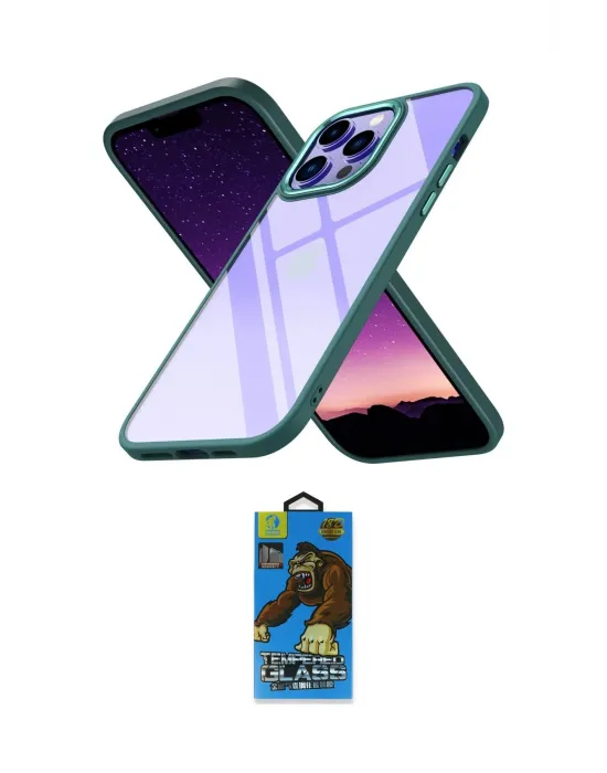 ieg™ iPhone 14 Pro Max Kılıf Nova Işık Serisi - Siyah 18D Cam Ekran Koruyucu
