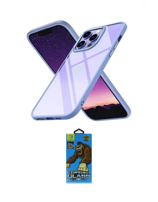 ieg™ iPhone 14 Pro Max Kılıf Nova Işık Serisi - Siyah 18D Cam Ekran Koruyucu
