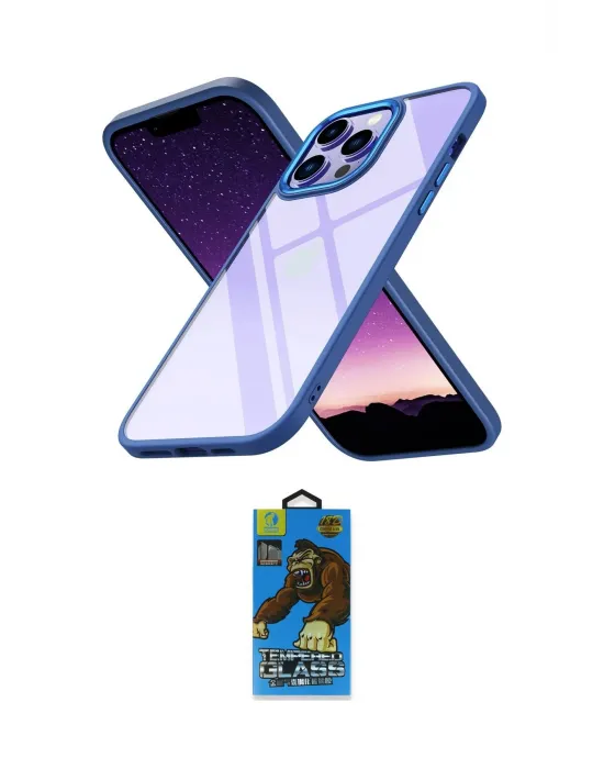 ieg™ iPhone 14 Pro Max Kılıf Nova Işık Serisi - Siyah 18D Cam Ekran Koruyucu