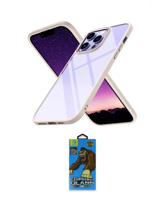 ieg™ iPhone 14 Pro Max Kılıf Nova Işık Serisi - Siyah 18D Cam Ekran Koruyucu