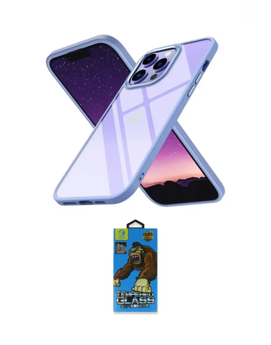ieg™ iPhone 14 Pro Max Kılıf Nova Işık Serisi - Siyah 18D Cam Ekran Koruyucu