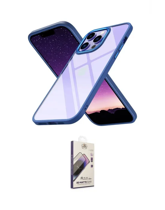 ieg™ iPhone 14 Pro Max Kılıf Nova Işık Serisi - Siyah Bilvis 3D Mat Cam Ekran Koruyucu
