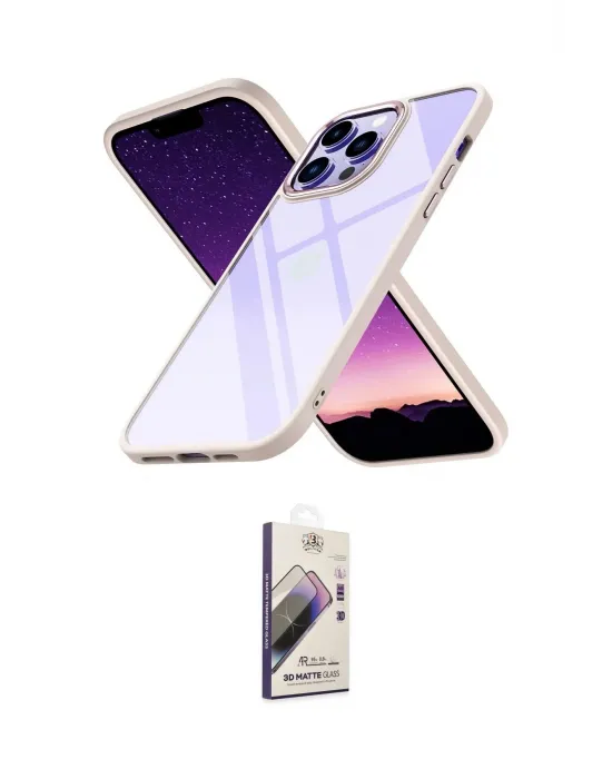 ieg™ iPhone 14 Pro Max Kılıf Nova Işık Serisi - Siyah Bilvis 3D Mat Cam Ekran Koruyucu