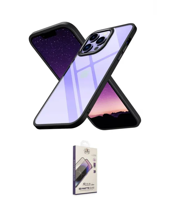 ieg™ iPhone 14 Pro Max Kılıf Nova Işık Serisi - Siyah Bilvis 3D Mat Cam Ekran Koruyucu