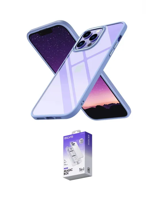 ieg™ iPhone 14 Pro Max Kılıf Nova Işık Serisi - Siyah Bilvis 5in1 3D Magic Cam Ekran Koruyucu