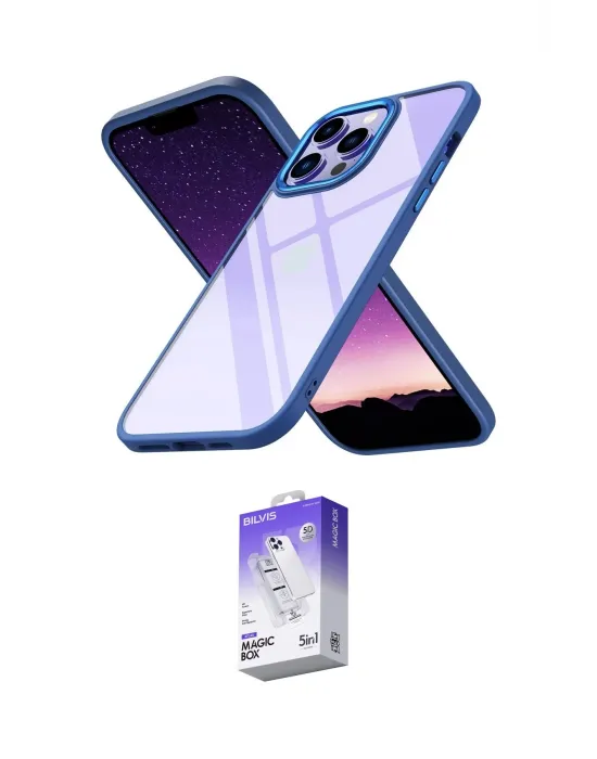 ieg™ iPhone 14 Pro Max Kılıf Nova Işık Serisi - Siyah Bilvis 5in1 3D Magic Cam Ekran Koruyucu