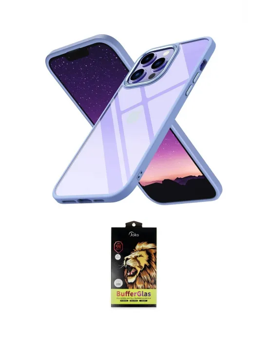 ieg™ iPhone 14 Pro Max Kılıf Nova Işık Serisi - Siyah Buffer Cam Ekran Koruyucu