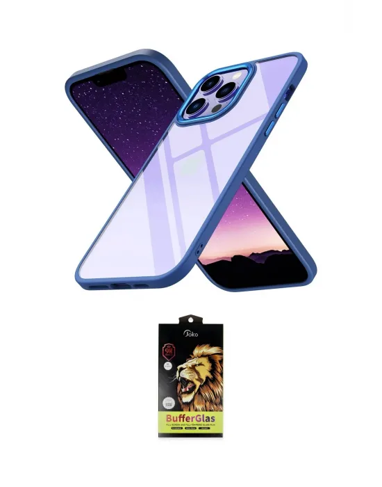 ieg™ iPhone 14 Pro Max Kılıf Nova Işık Serisi - Siyah Buffer Cam Ekran Koruyucu